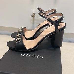 Gucci Horesbit Leather MIDI Heel Sandal 100% Authentic
